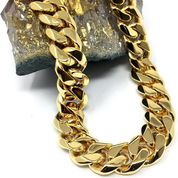 Men Necklace Chain Chunky Gold Silver Curb Link Boys Girls Fashion Hip Hop Rock